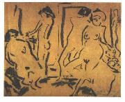 Ernst Ludwig Kirchner Female nudes in a atelier oil